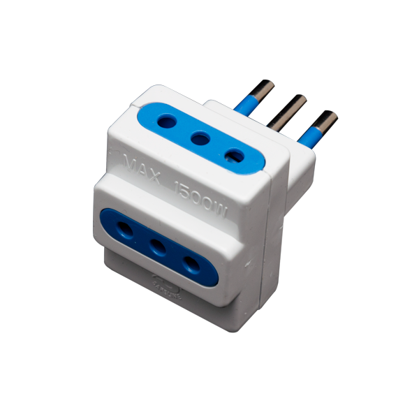 Enchufe Adaptador Triple 10A 2P+T – 1M 3H