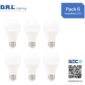 Pack 6 Ampolletas Led A60 11W Luz Blanca Luz Día